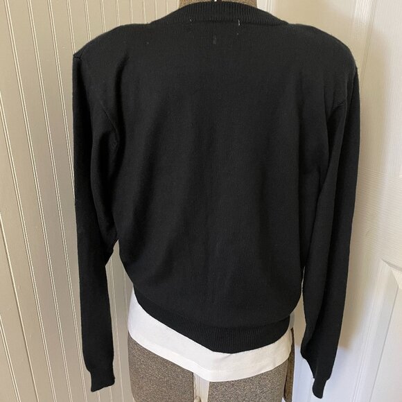 VTG KERRI N KELSEY BLACK CARDIGAN WITH GOLD BUTTONS SIZE M - Picture 5 of 9